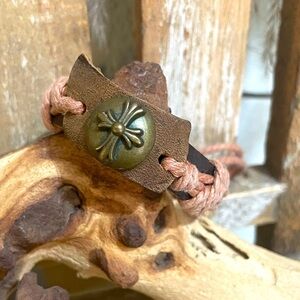 Leather Unisex Cross Adjustable Bracelet NEW!